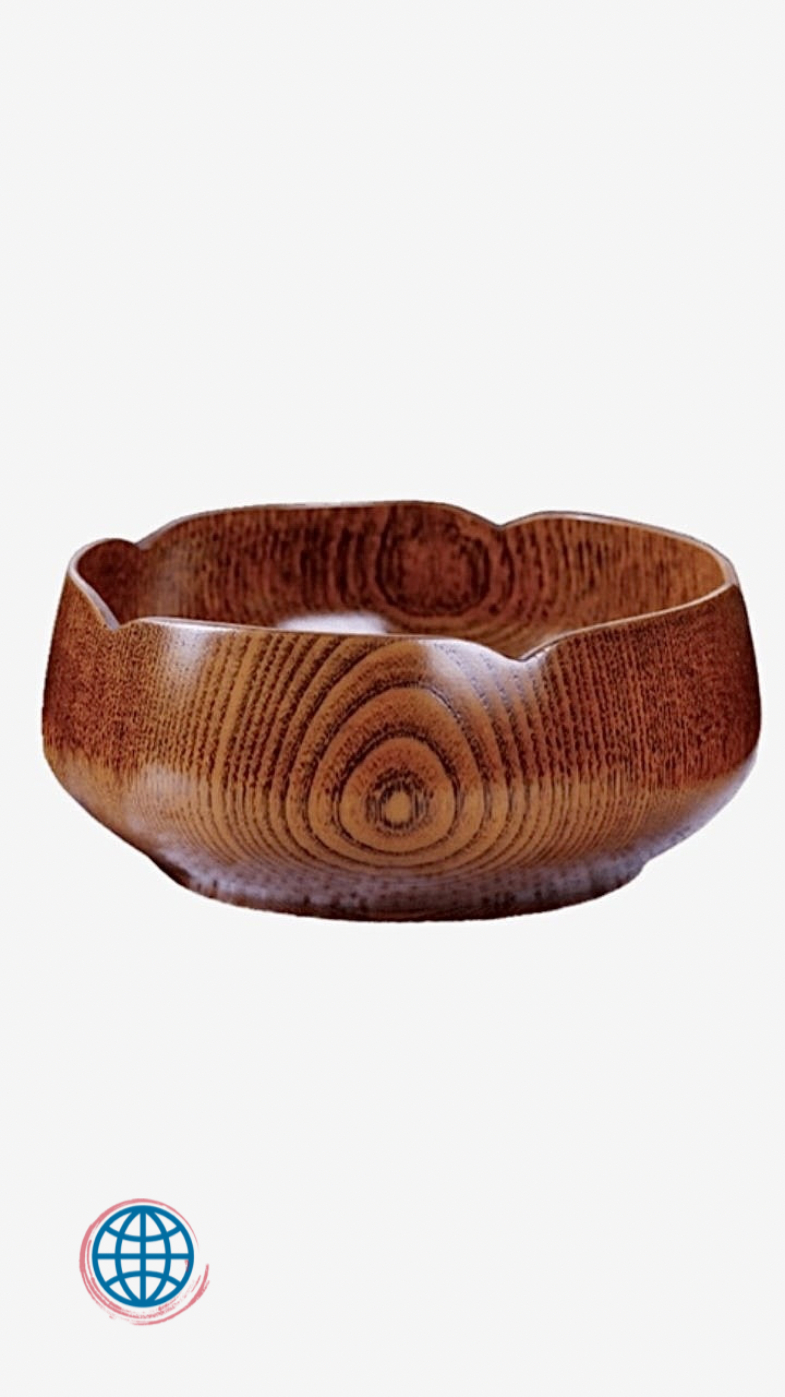 Japanese Jujube Wood Bowl Large Soup Bowl Household Thick Wood Bottom Base Lotus Shaped Japan Tableware Trending