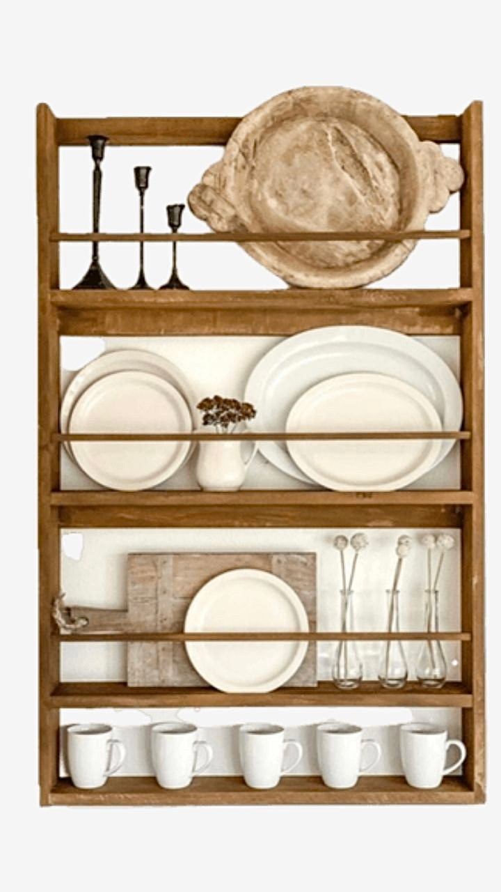 Solid Wood Shell Wall Rack Multi-purpose terek use with vintage style Wooden Dining Kitchen furniture Trending