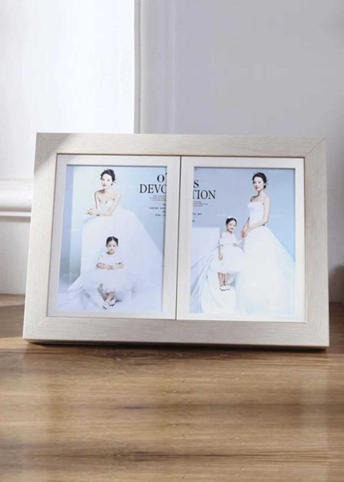 Modern Double-Frame Photo Frame Restaurant Cafe Simple Decorations Bedroom Living Room Ornaments High Transparency Pictures Frames in Gray-, grey-, Silver
