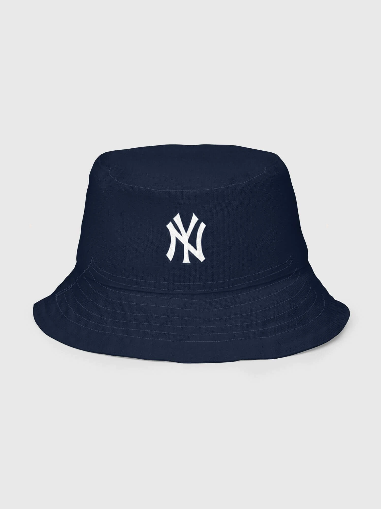 New York Yankees Reversible Bucket Hat     Genderful Women’s Men’s Unisex anywear United States of america Baseball sports summer festival hats for woman man in dark blue with white NY logo pattern Mens womens American sportswear city fans grunge y2k indie USA Headwear