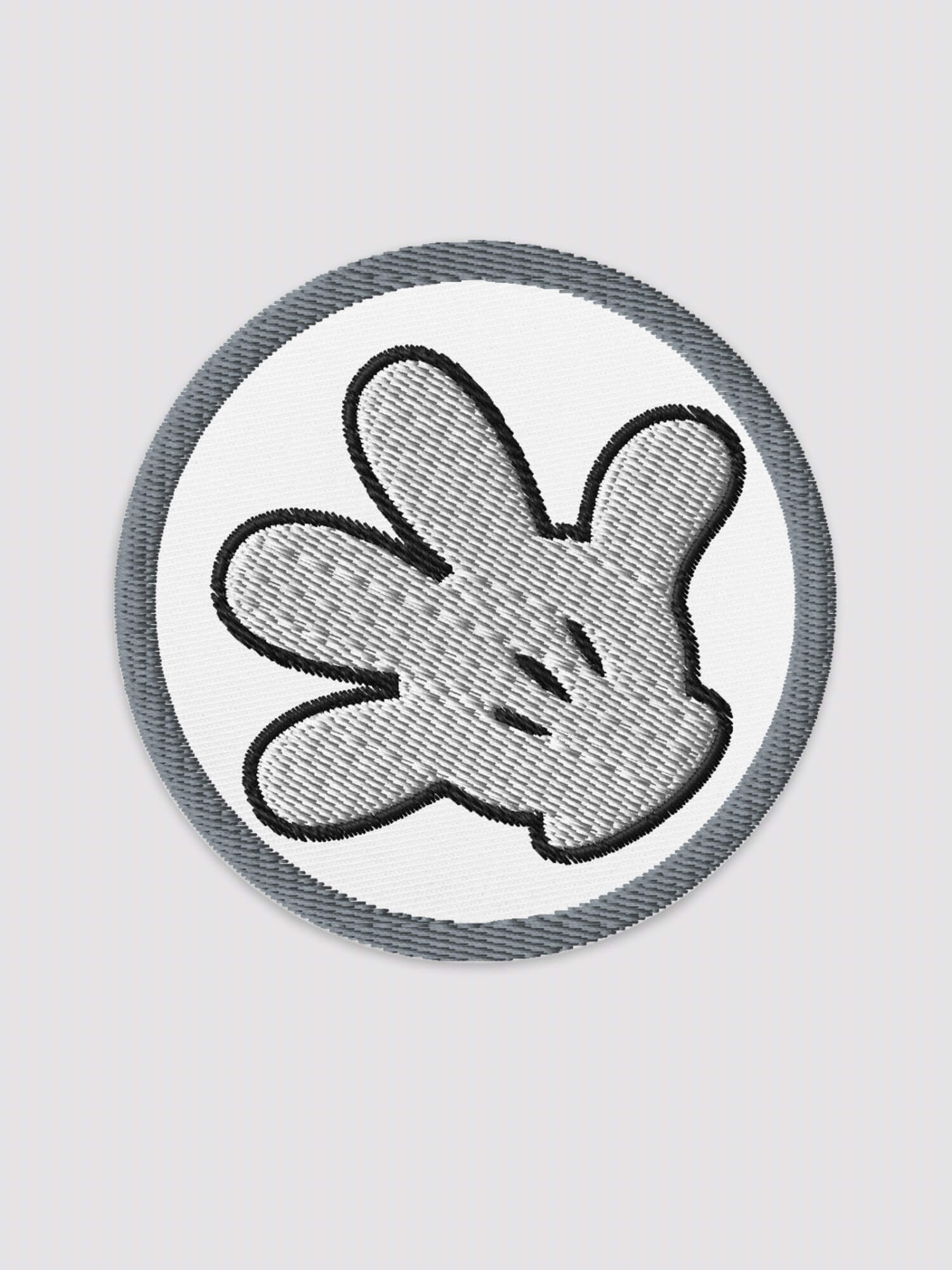 Embroidered Glove Patch   Genderful unisex anywear circular Disney Mickey Minnie Mouse gloves in white with gray black  patches
