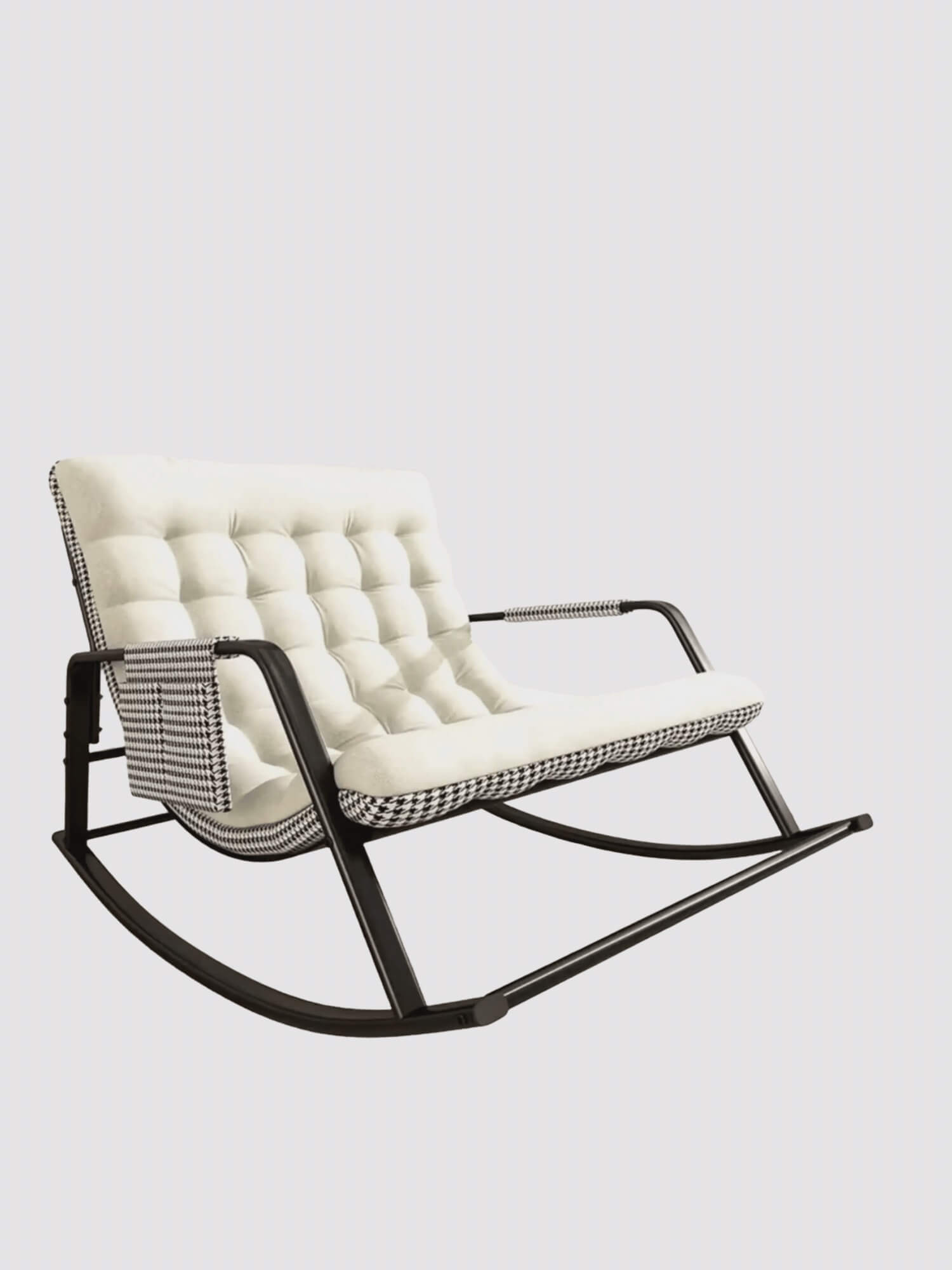 Double Rocking Chair    Adjustable balcony leisure sofas lawn lazy susan chairs Detachable reclining stool outdoor patio garden lounger recliners furniture in beige and grid checkered