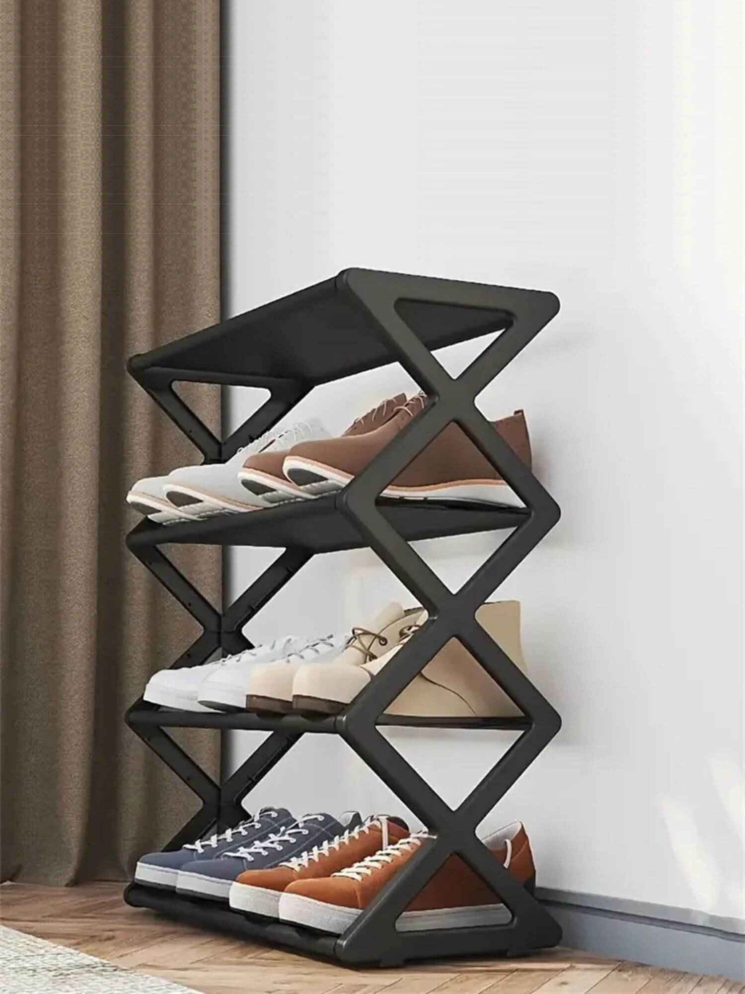 Shoe Rack  Storage organizers Detachable space saver shelving Family Household entryway hallway multi layer simple elegant shoes shelf racks black color shelves cabinets