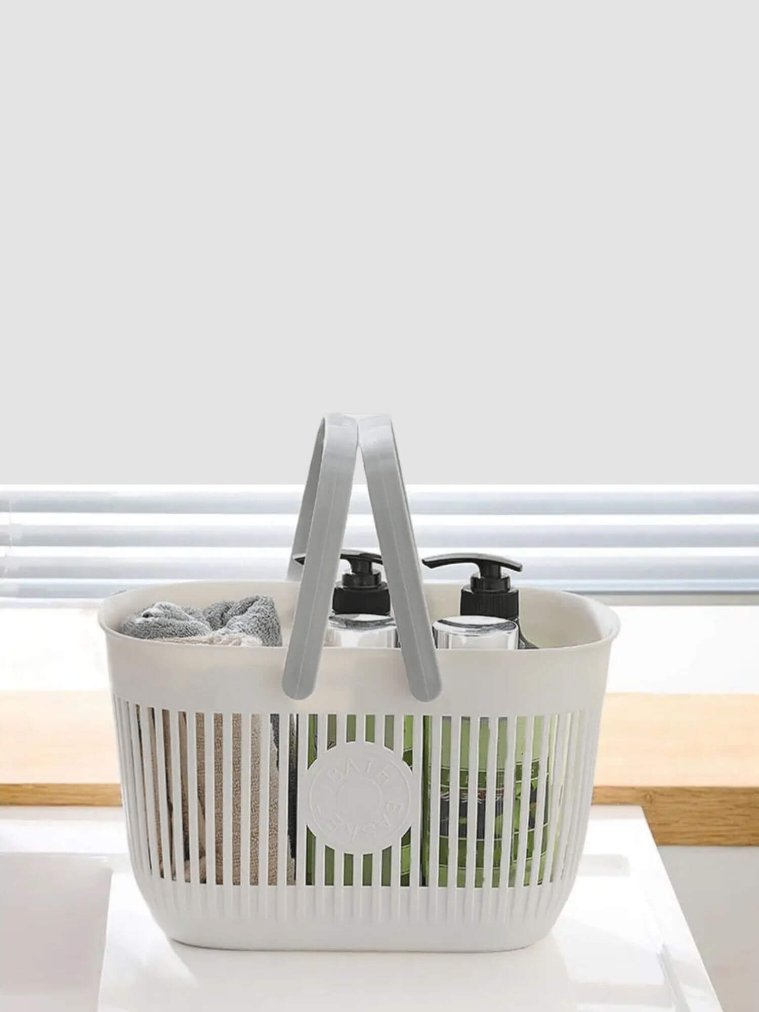 Shower Basket   Large storage baskets with handles Cute dorm utility bucket Bathroom accessories box dormitory organizers bins for college university dormitories in white