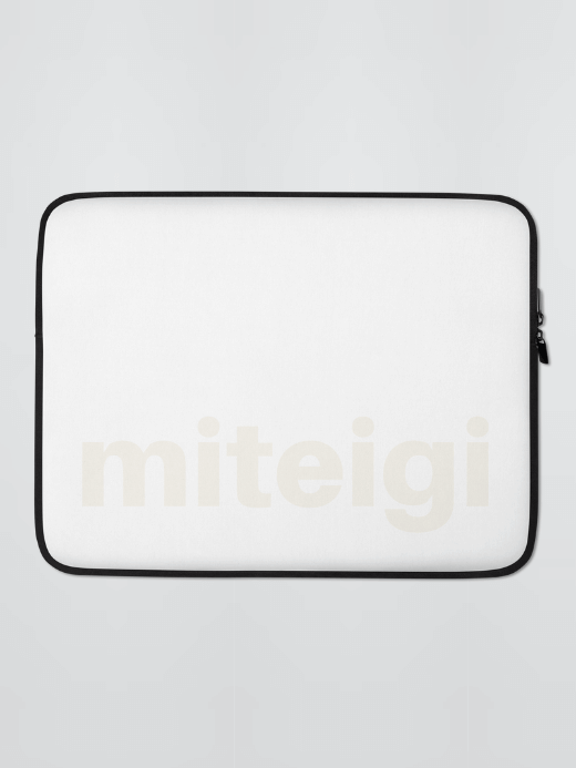 Laptop Sleeve logo   miteigi-logo branded IT laptops, tablets, iPad padded sleeve covers with zipper closure apple sleeves cases equipment accessories in white 15"