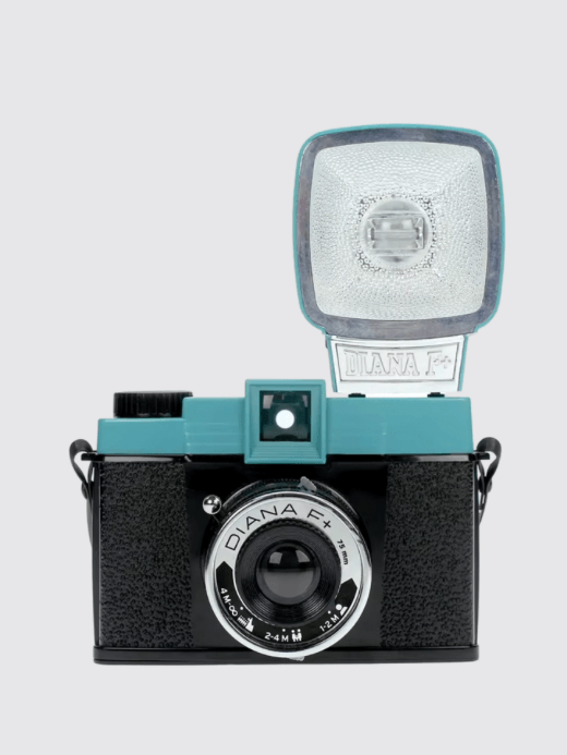 For Lomography Diana F+ Medium Format Camera Retro 120 Film camera with Flash Film Camera Vintage Music Magic Film in blue with black
