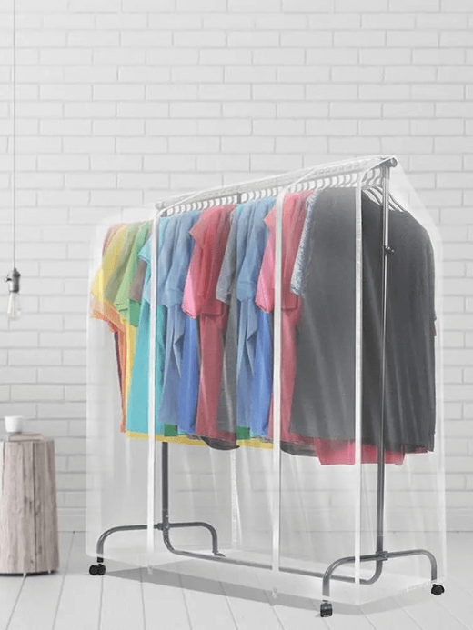 Garment Rack Cover   Transparent zipper up close clothing protector rack dust covers Home storage bag pouch case organizer Wardrobe Hanging clear clothes transportation cleanliness protectors