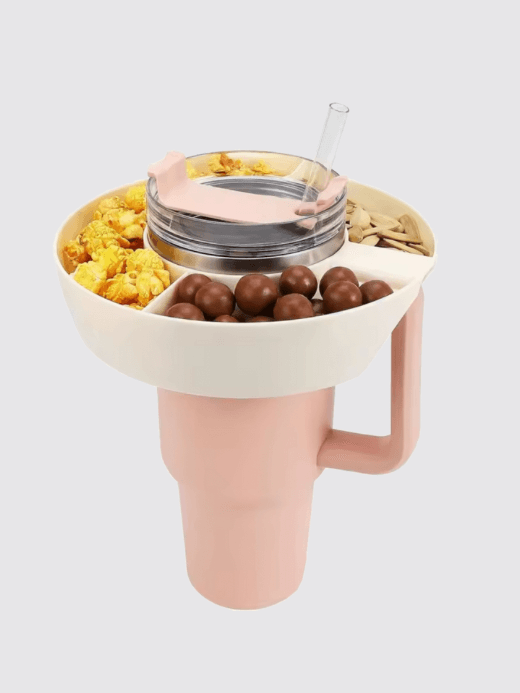 Platter Cup Snack Tray  1PC Tumblers Snacks bowl platters Reusable for tumblers cups 40oz accessories compatible trays appetizers dividers Mugs containers foods holders Outdoors birthday celebration party event tailgate bbq barbecue entertaining accessory in red blue pink