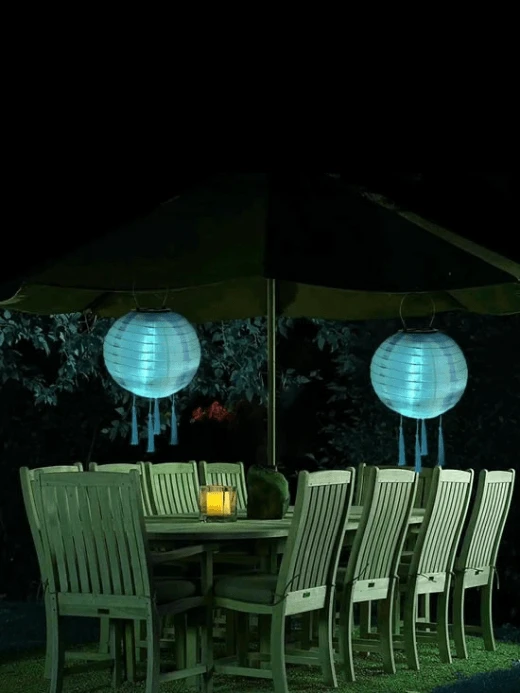 Solar LED Lantern Lamp 8/12inch   Chinese Japanese Outdoor hanging light Nylon waterproof garden decor Festival party accessory event New Year celebration entertaining accessories decorative ornaments in White, Deep Sapphire, Orange, Red, Green, Yellow, Purple, Pink, Sky blue, Watermelon red, Champagne beige Lanterns