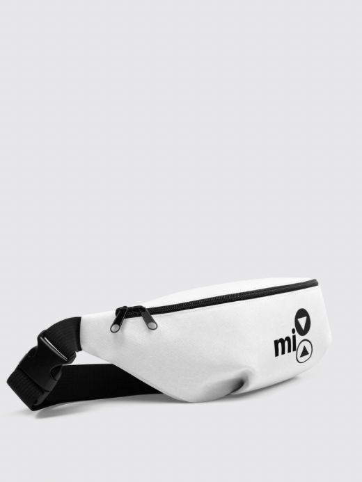 mi Fanny Pack       miteigi mi Branded product item everyday Fitness Sports Activewear luggage crossover crossbody baggage getaway vacation holiday packs festival gig gear bags in white with black accent