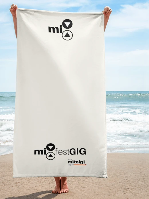 mi Towel   miteigi mi festgig logo design cotton blend terry fabric beach bath towels 30″×60″ Getaway holiday vacation bathroom linens home decor festival gig gear gifting in cosmic latter with multi color