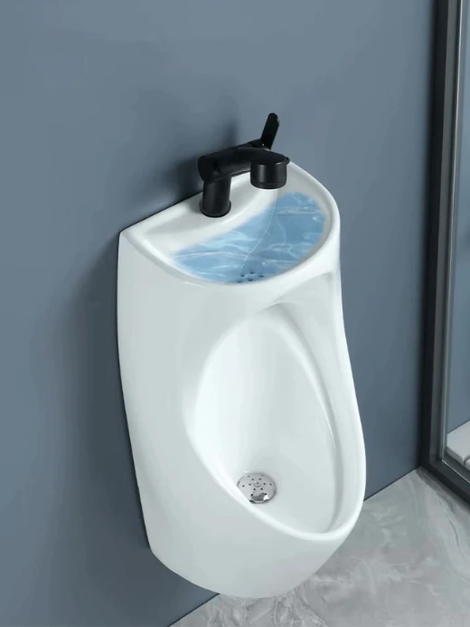 Integrated Ceramic Toilet with Washbasin  Household men's water-saving vertical wall mounted induction with washbasins sinks Bathroom toilets WC furniture hardware