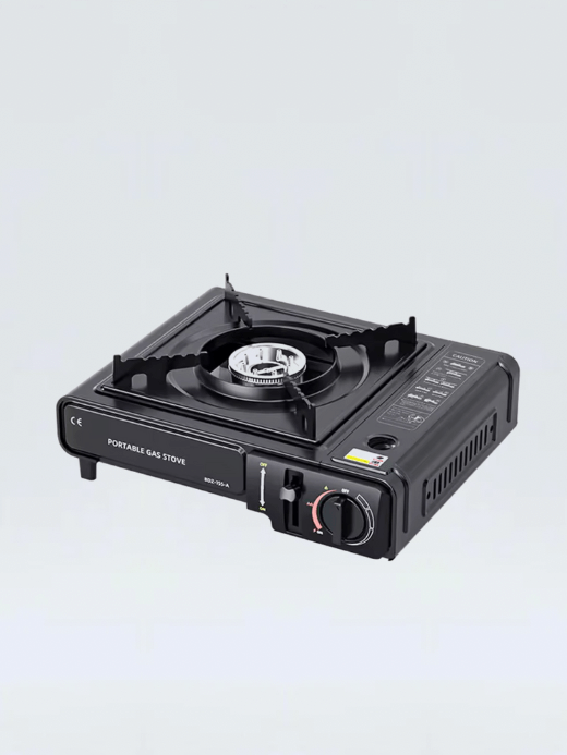 Cassette Camping Stove   Camp stoves for outdoor cooking Windproof high performance precise heat control gas canister and tank BBQ Barbecue festival gig gear cookware in black