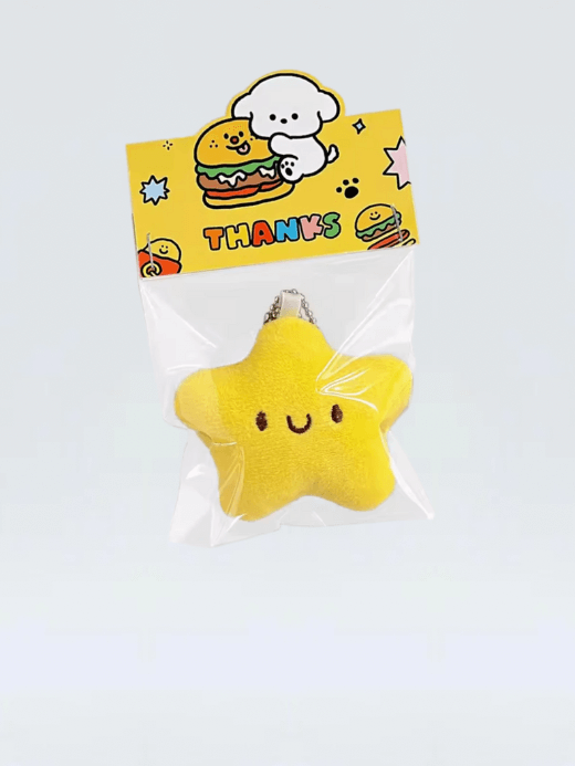 Five Star Plush Doll   Cute Creative Cartoon Characters pendant plush stuffed dolls Toys  keychains gifts bags accessories Decorations Girl Jelly Cat gifting in yellow