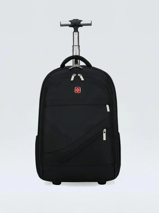Trolley Backpack with Wheels 24 Inch Shoulder travel bag Students rolling luggage business trollies Large capacity suitcases bags in black