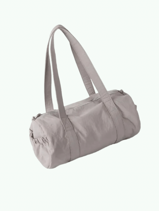 Women’s Korean Fashion Nylon Cylinder Handbag Multipurpose Commuters Student Shoulder Bag with Zippers Casual Underarm Purse for Ladies woman in light Gray grey Womens bags #E8FB3TT606516