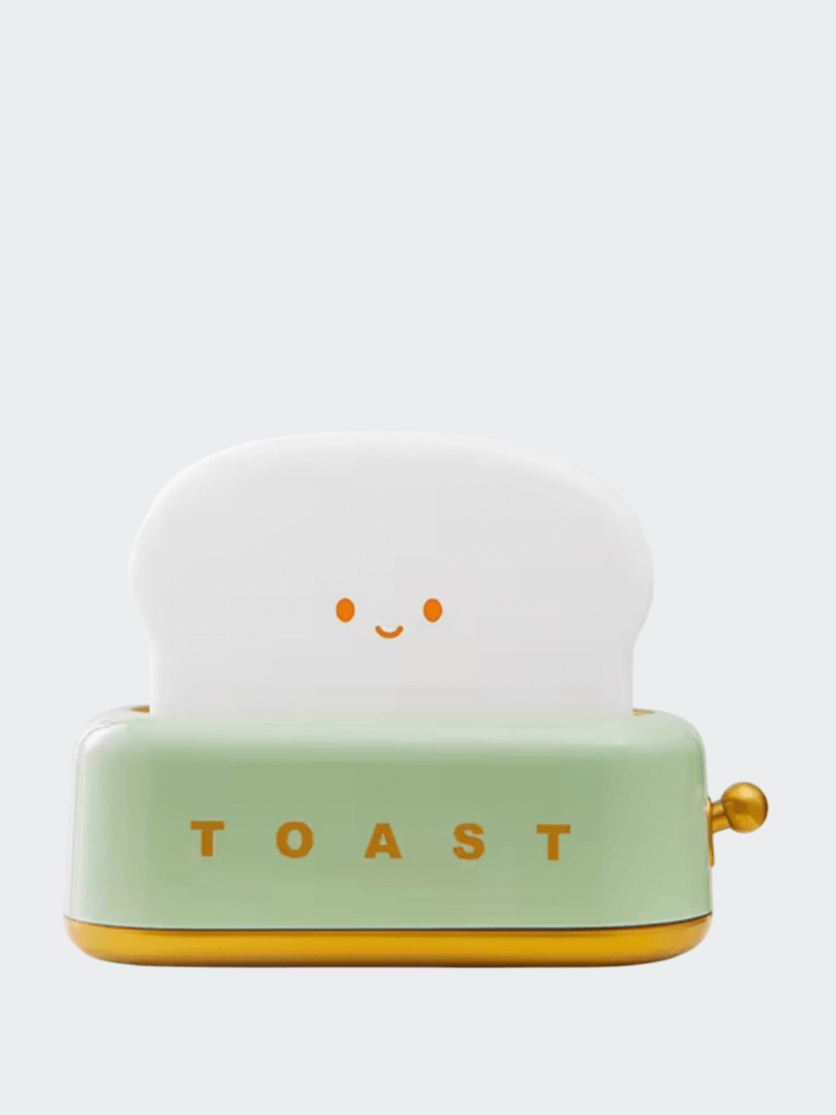 Office Home Bread Toast Table Light Toaster Nightlight Creative USB Rechargeable Led Lamp Decor Holiday Baby Bedroom For Birthday Gift in green base