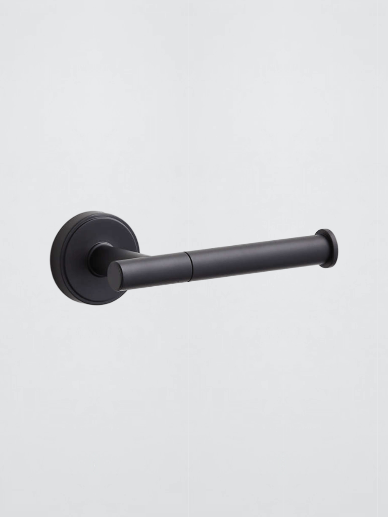 Black Modern Flat-End Matte Black Wall-Mounted Toilet Paper Holder Bathroom Accessories Brass Knurled Kit Paper-, Towel Rack Shelf Single Towel-, Toilet Brush-, Holders Hook