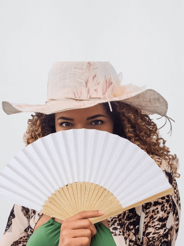 7 Inch Chinese Style Blank Fan Folding Hand Fan Paper Fan 7" for Calligraphy Painting Wedding Gift Individually Packed in white with natural light wood Crafts