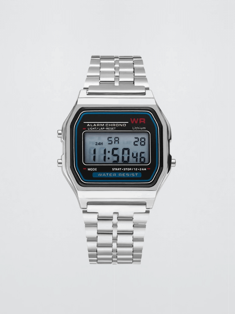 Genflex gender neutral unisex Women’s woman womens Men’s man mens Retro Square Digital Display Electronic Watches Luxury Ladies Wristwatches in silver