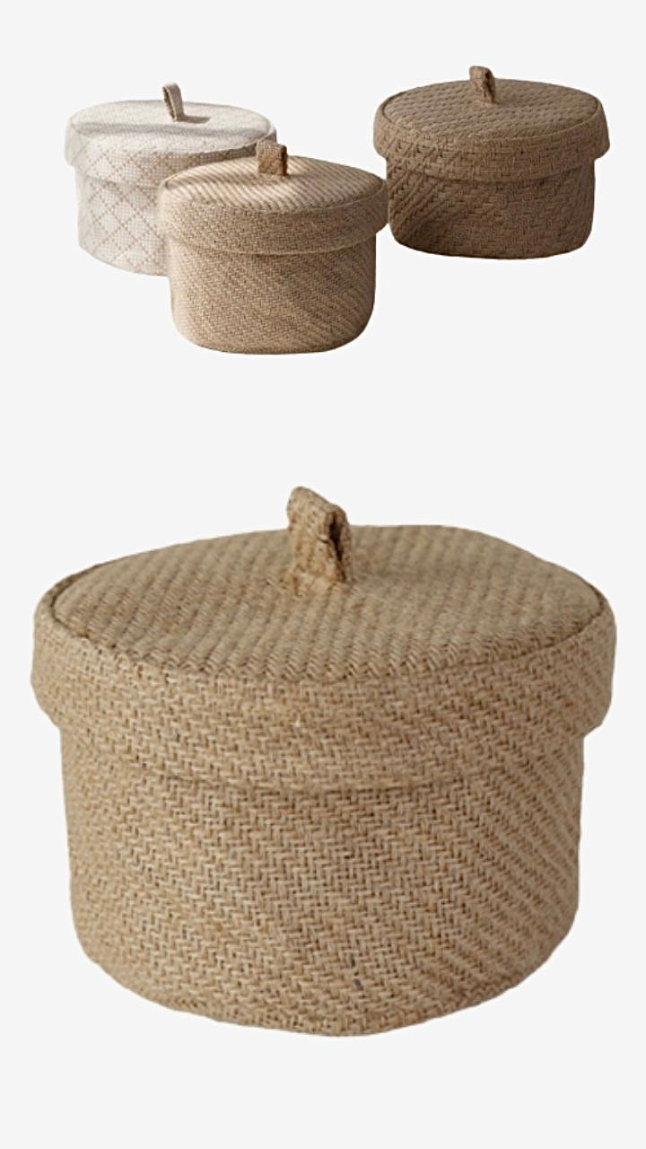 Jute Storage Basket Desktop Keys Miscellaneous Needle And Thread Bag Snacks Cosmetics Organization With Cover Store Case Makeup Organizers -Trending