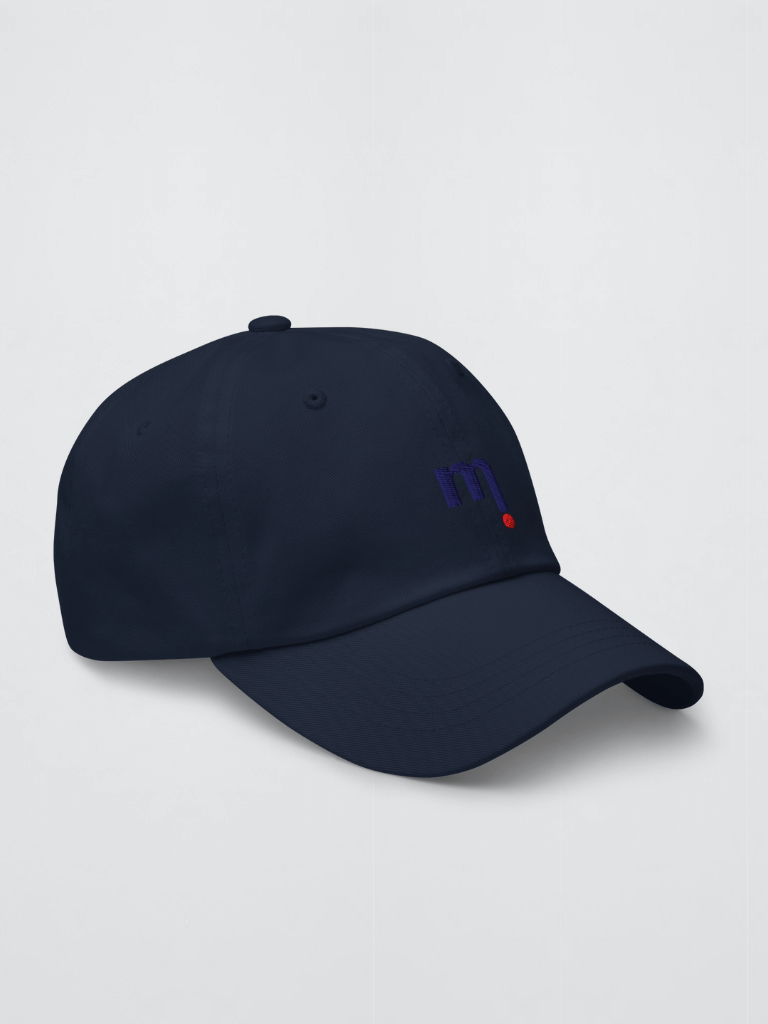 Genflex gender neutral genderful unisex Women’s woman womens Men’s man mens dark navy mi Playlist Baseball Hat blue miteigi logo branded dad hat headwear Sports activewear fitness caps in dark navy blue-color with red accent