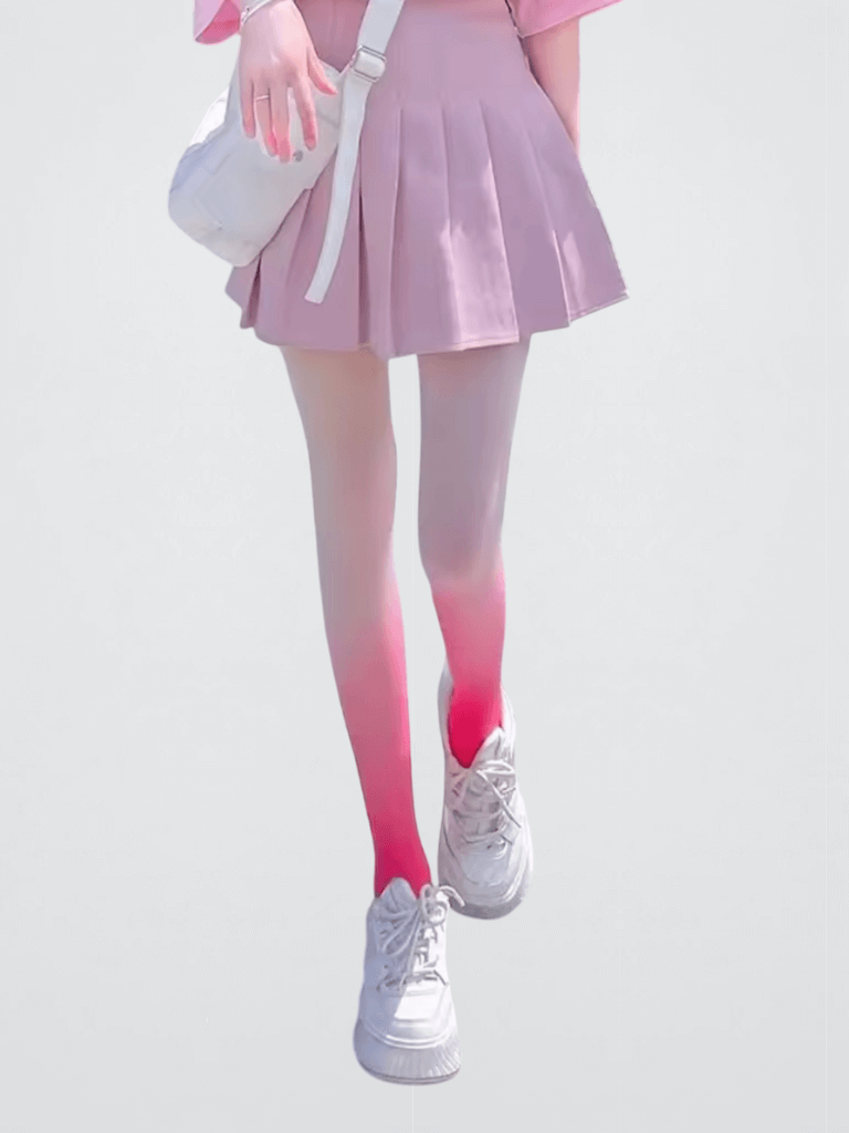 Women’s woman womens Sexy Gradient Contrast Color Skinny standard thicknes Breathable Candy Color Lolita Cosplay Long Stockings pink, Pantyhose Tights Lingerie