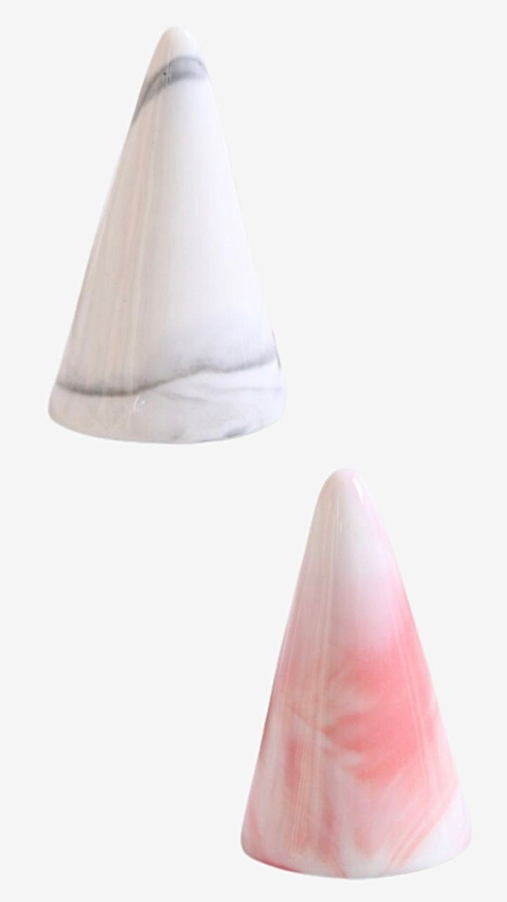 Light Gray / Grey Pink Ceramic Finger Cone Ring Holder Marble Decor Display Stand Tray Jewelry Storage Crafts Jewelry Packaging & Display Trending