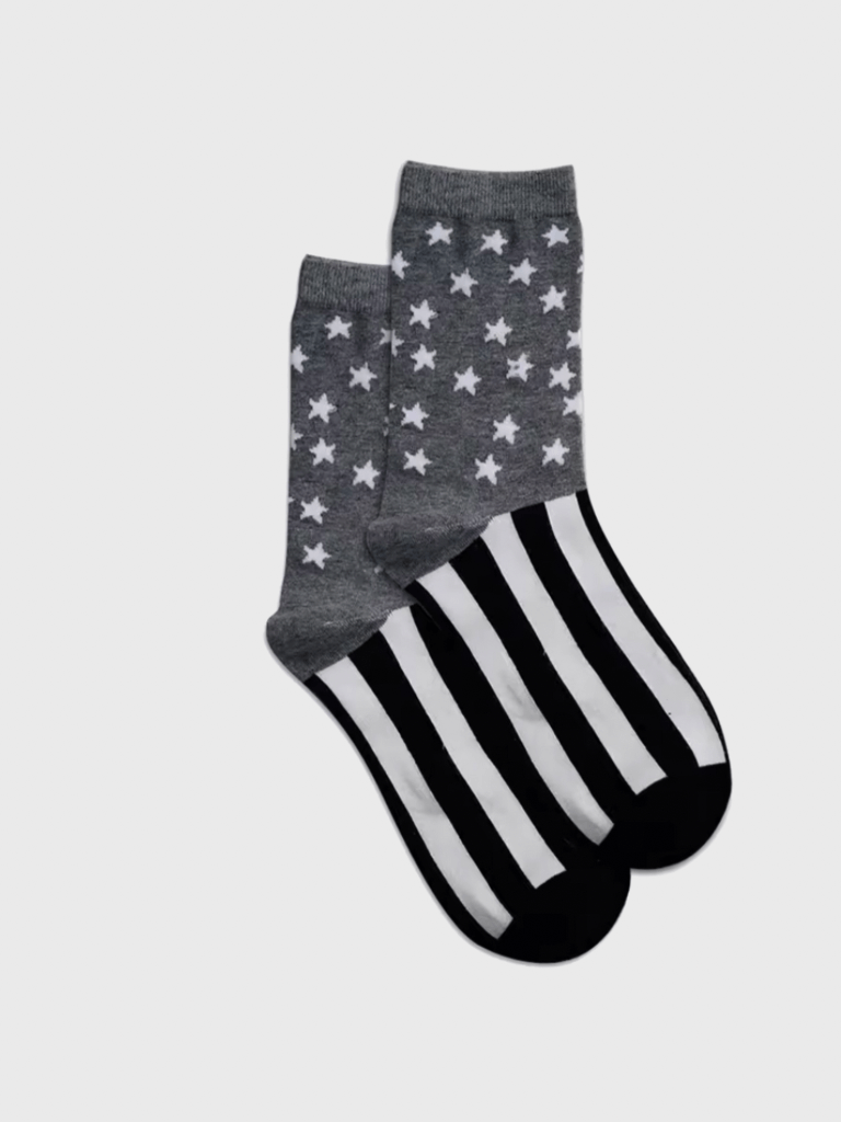 Genflex gender neutral unisex Men’s man mens Women’s woman womens Couples 1 Pair Cotton Spring Autumn Fall Winter Funny cartoon USA United OF America American country flag pattern Colorful EUR37-43 ankle crew socks in Gray grey black with white multi shade