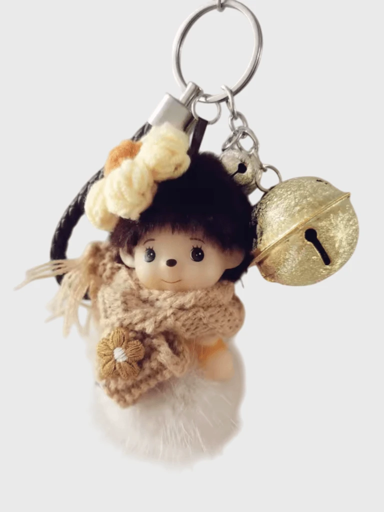 Women’s woman womens kids boy girl unisex genflex gender neutral Anime kawaii Personalized Bag Charm Festival Practical Gift Soft plush doll Material Keychains in coffee brown