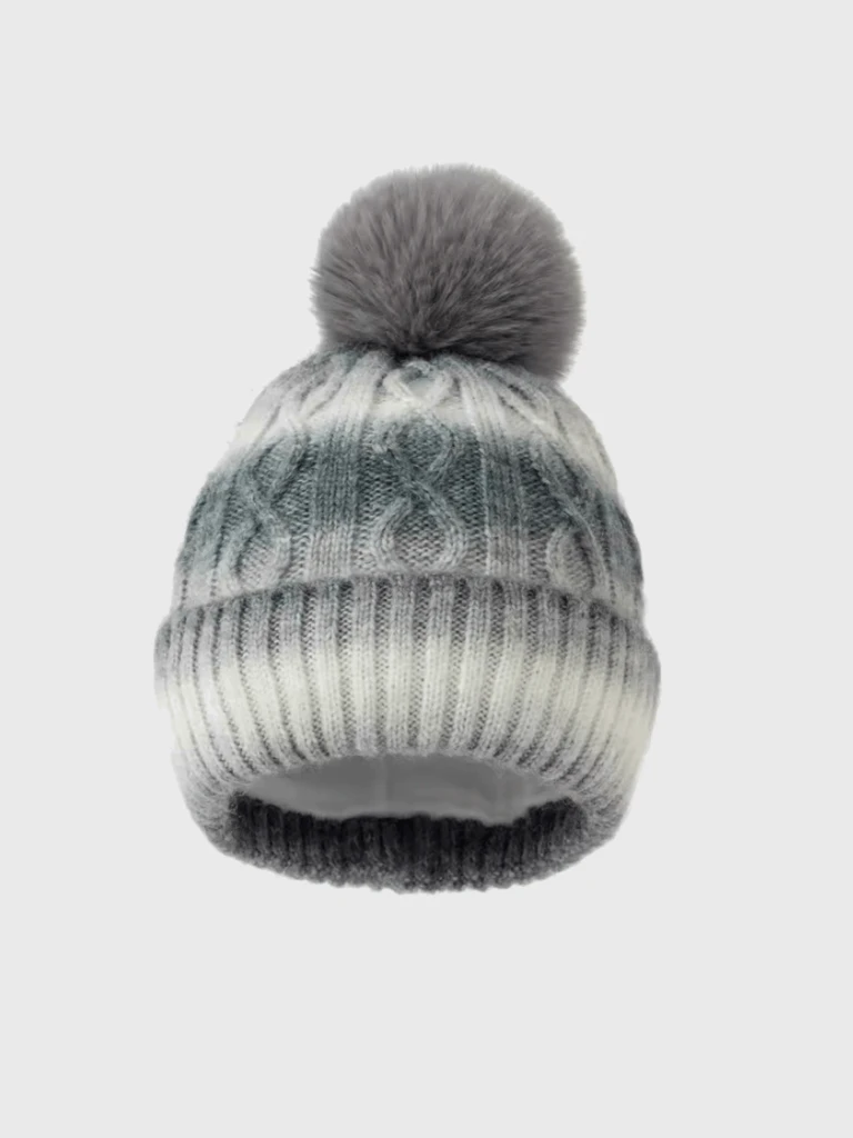 Women’s woman womens Winter multicolour Knitting Fur Pompom Thick Plush Cap Beanie Solid Color Ladies Warm Ski Snow Skullies Beanies hats in Gray grey, multi color