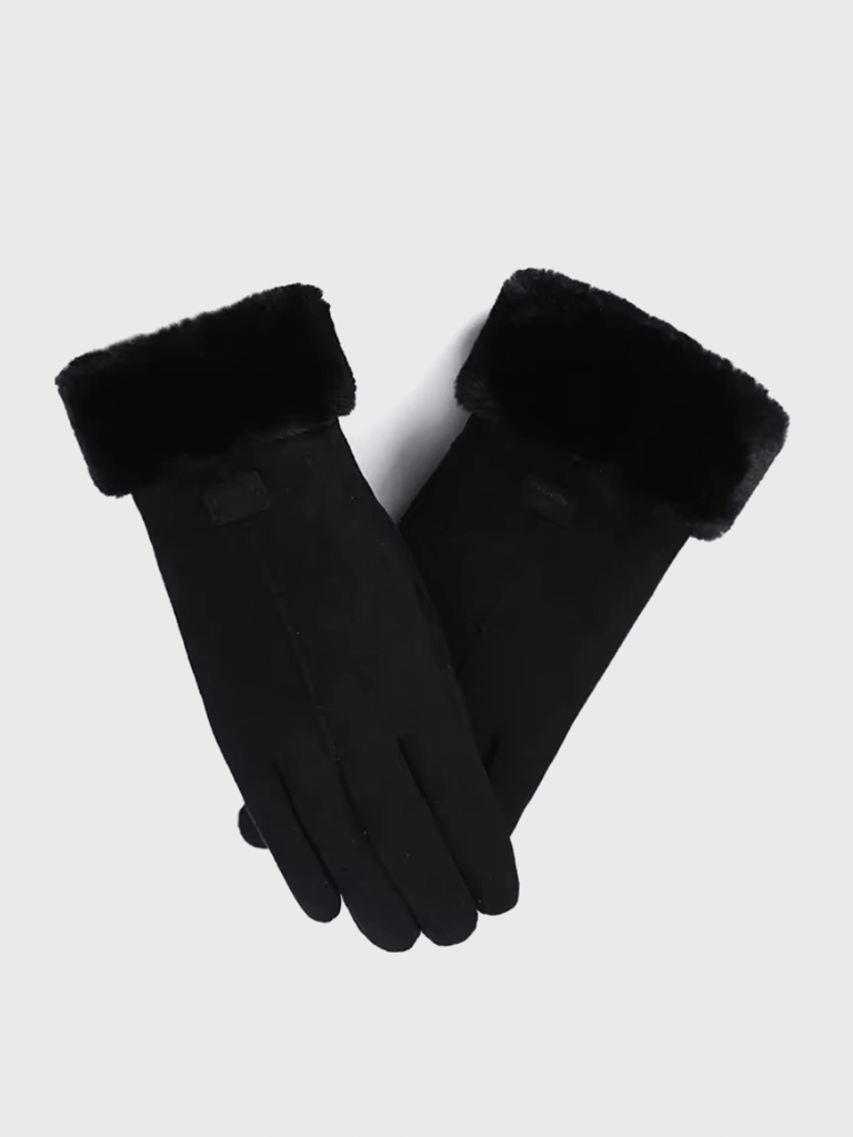Women’s woman Touch Screen Fall Autumn Winter Cute Furry Warm Mitts Full Finger Mittens Outdoor Sport Female Fashion gloves in black