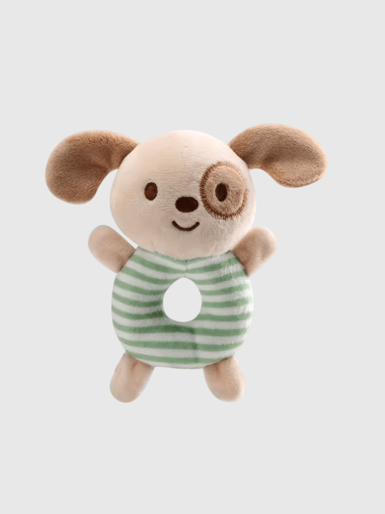 Baby infant newborn boys girls Plush stuffed Rattle Ring Comforter Spot the dog animal cartoon cotton baby hand crank, soothing rings, 0-1 year old baby toy hand bell Spot the puppy dog comforters dolls in beige stripes