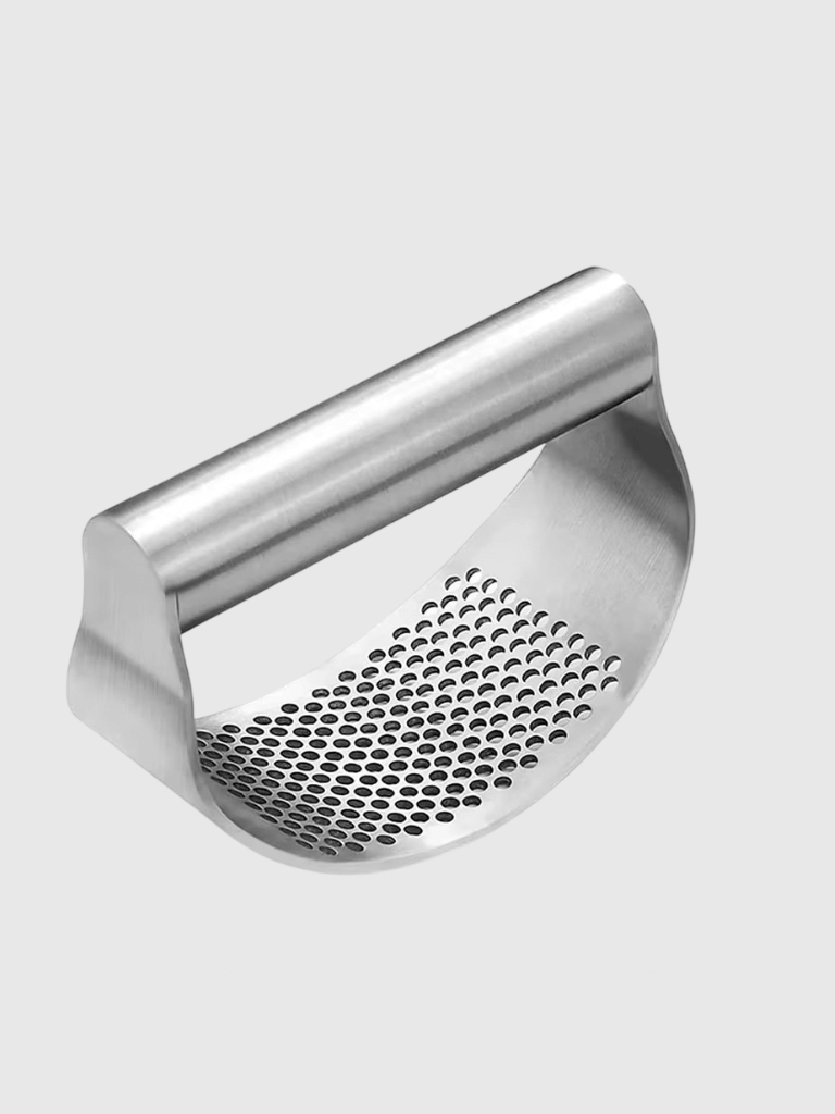 Stainless Steel Garlic Press Squeezer Manual Garlic Ginger Rocker Crusher roller Garlic Cutting Mince Tool Kitchen preparation tools accessory Gadgets accessories in silver color
