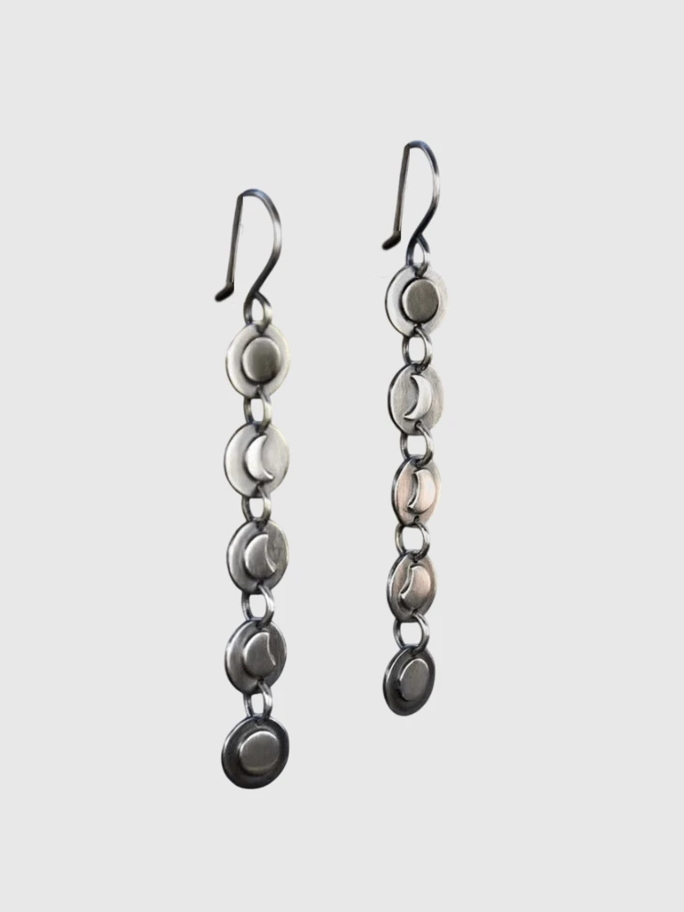 Women’s woman womens Boho Bohemian Classical Creativity Moon Earrings Vintage Silver Color Metal Dangle Earrings in silver color