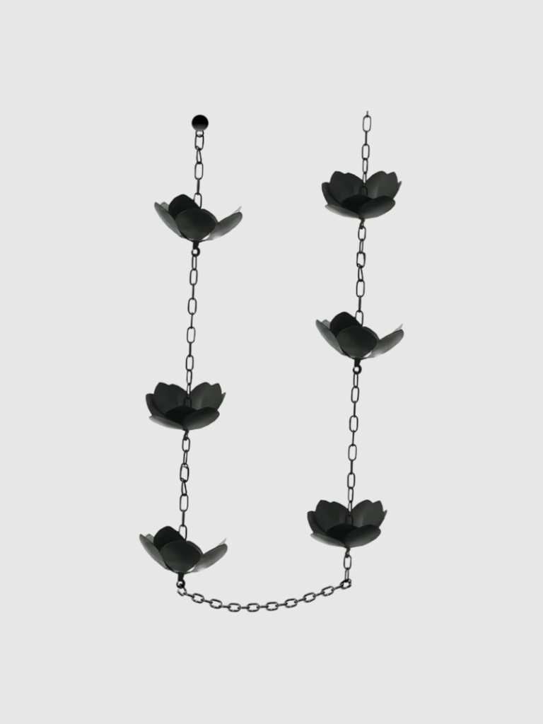 Lotus leaf design Rain catcher Chain Home Display Garden Decor Downspout for Sheds Awnings Yard Rainwater Chains in black