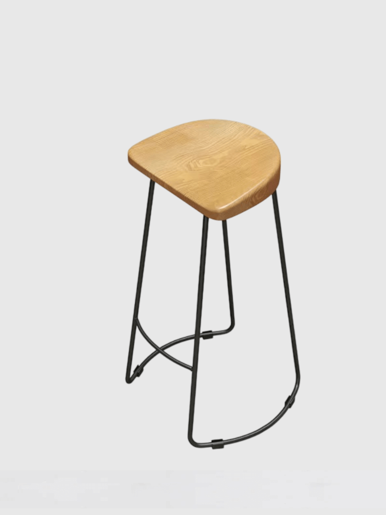 Norway Scandinavia Scandinavian Norwegian Nordic style Solid Wooden Bar stool Counter Modern North Starbucks Type Concise Stools Chairs Originality High Footstool Office home bar cafe furniture in natural light wood and black iron leg