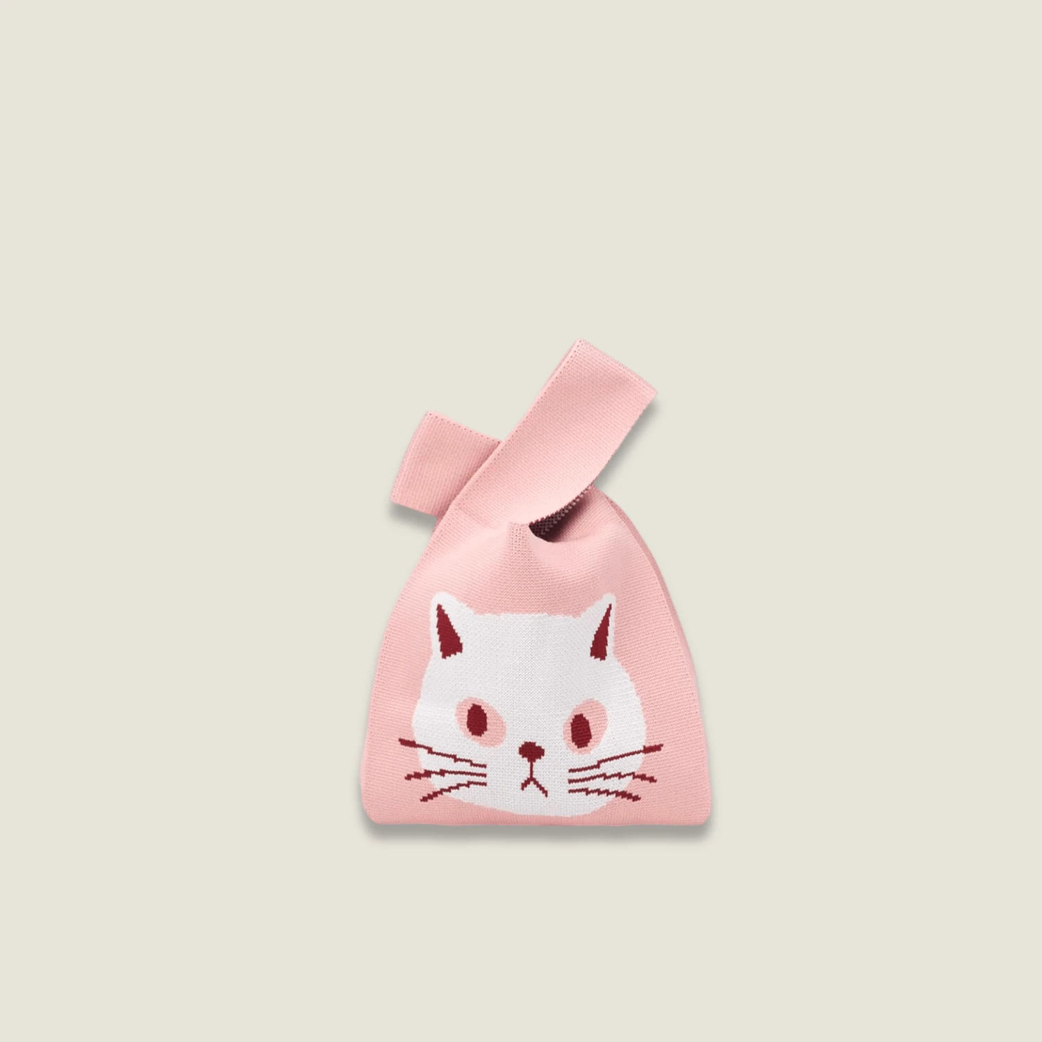 Anime Retro woman women’s High-End Fashion kawaii cat character design Style Exquisite Pattern Wrist Handbag, Durable and Wear-Resistant Knitted Fabric Can Be Used for a Long Time, Suitable for All Seasons, Can Be Used by Women for Travel, Vacation, Walking and Shopping Bags in pink with multi color