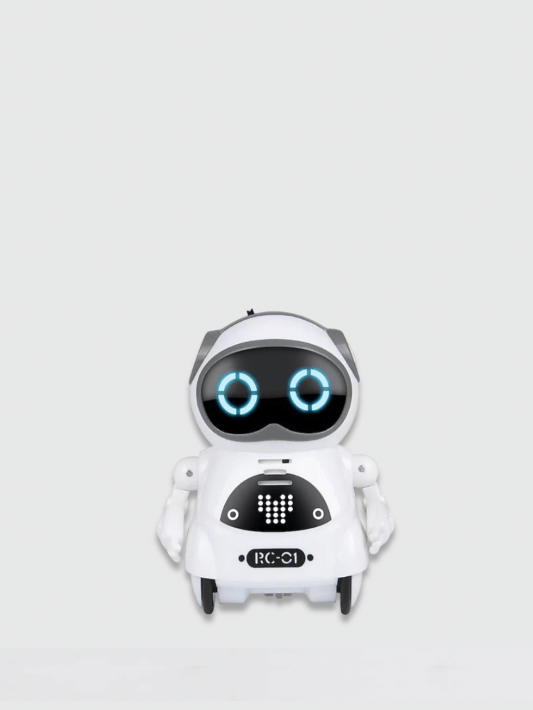 Kids Children's Multi Functional Mini Pocket Robot Voice Intelligent Little Treasure Toy English Version Conversation Singing Dancing in White Robots toys color gifting