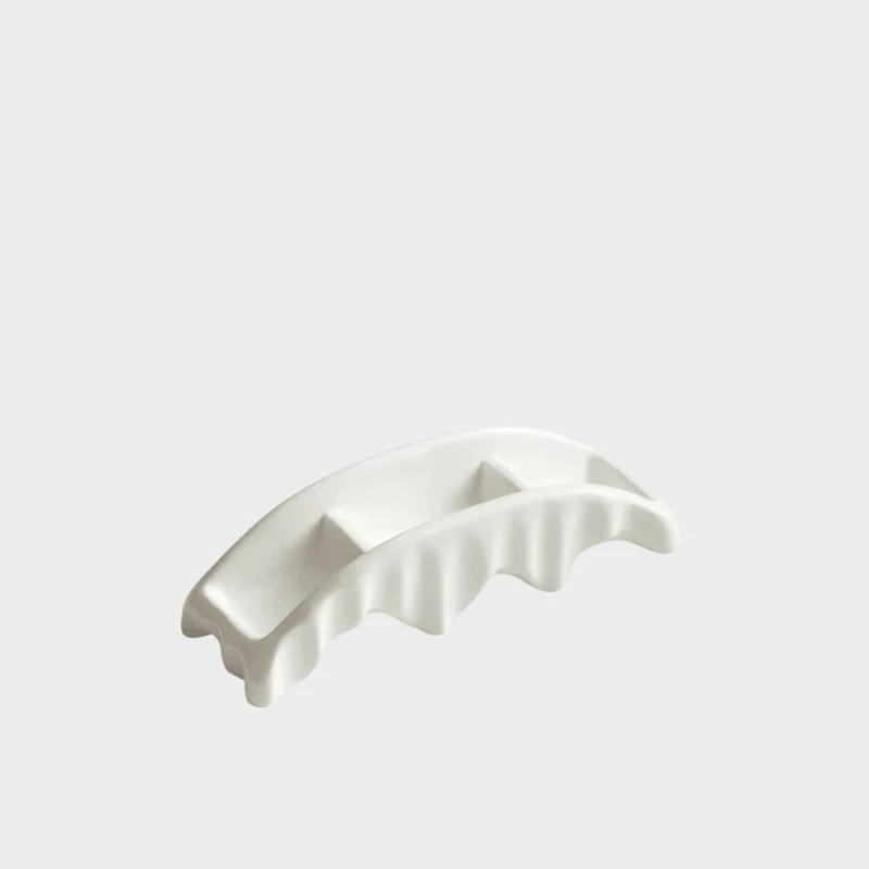 Creative Arch Bridge Shape Ceramic Snack Appetizer Dessert Sushi Plate 3 Grids Snack Plates condiment Dishes Cuisine Tableware Dishes in white