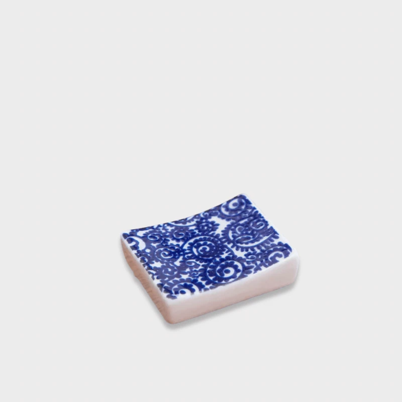 Office restaurant home Japanese Retro Ceramic boho bohemian moorish geometric Chopstick Rest holder stand Dining tableware accessory Tabletop accessories in multi color blue