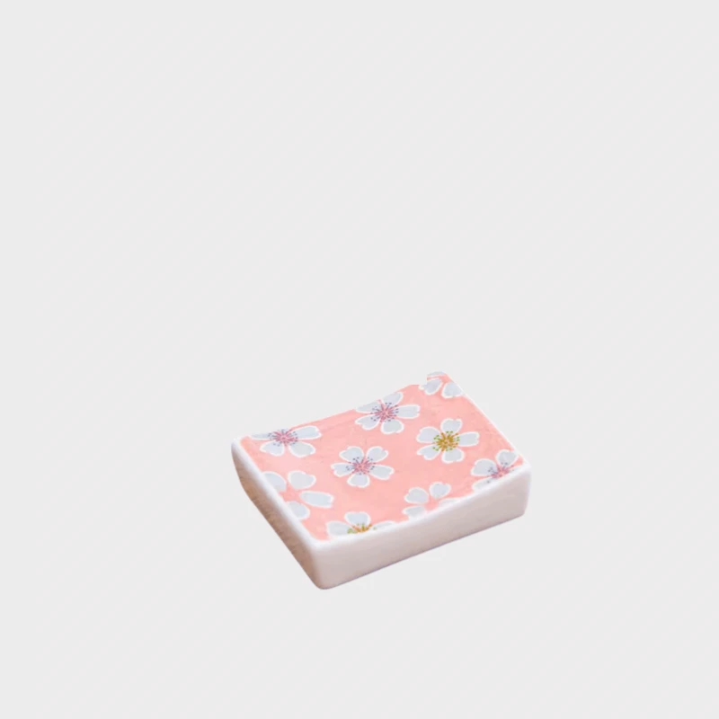 Japanese Retro Ceramic cherry blossom flowers floral Chopstick Rest holder stand Dining tableware accessory Tabletop accessories in multi color orange