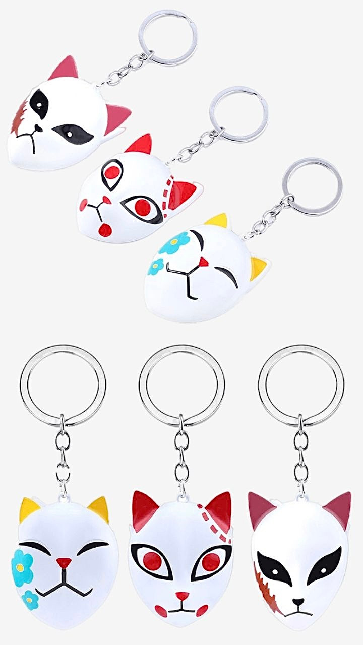 Japanese Anime Demon Slayer Kimetsu no Yaiba Kamado Nezuko Sabito Makomo Fox Mask Alloy Key Chains Keyring Key Chain Keychain Accessories Keychains Japan Key Chains Trending