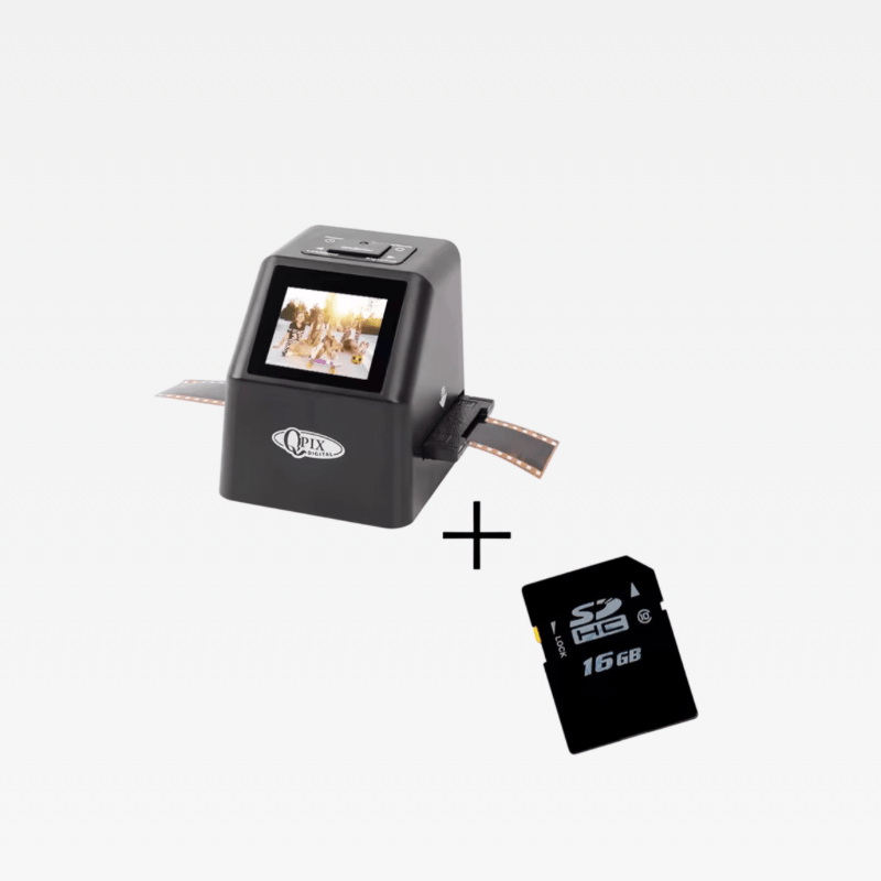 Office Home Digital Film Slide Scanner Converts 35mm Film Scanner for Negatives with 2.4inch LCD 22mp Super 8 to USB Digital Converters with optional 16GB SD Memory Card in black