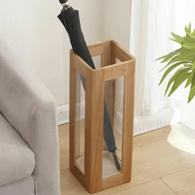 Chinese Style Office Home Entryway Parasol Holder Solid Wood Square Umbrella Stand Hotel Lobby Umbrellas Rack Stable Load-bearing Parasol Stands in ash wood Wooden furniture