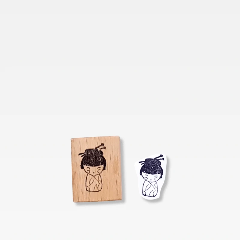 Office Home Tourism souvenir Japanese wooden Stamp Scrapbooking Ukiyo Japan Travelogue Vintage Scrapbook Journaling Diary Decoration Wood Notebooks Stamps seals Japan souvenirs Kokeshi Doll in natural light wood