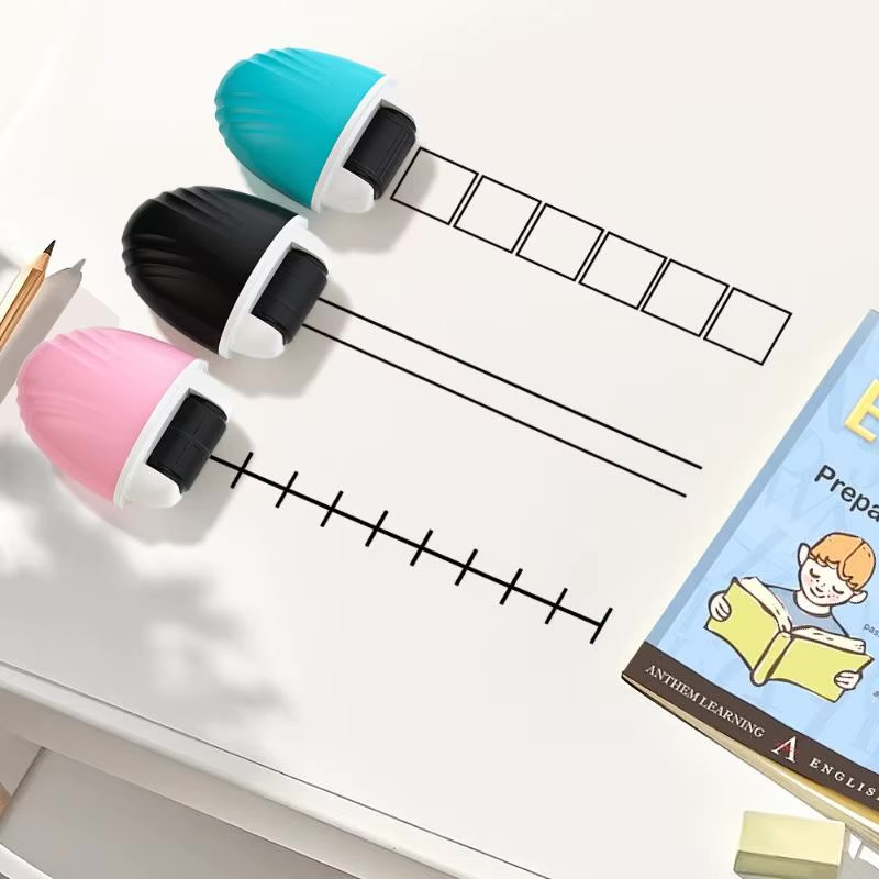 Roller Stamp Teaching Math Assistant Correction Tool Convenient Teacher's Teaching For Mathematics And English Seal Double Line Grid Rollers Seals in pink Grid format