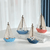 Indoor Outdoor Garden New England USA American Mediterranean Vintage pastel Colored Nautical Themed Wooden sailing Sailboat Boats Model Home Decoration Hotel Room Figurine The Best Gift for Adult Teenagers in light-, dark-, blue, orange