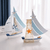 Indoor Outdoor Garden New England USA American Mediterranean pastel Colored Nautical Themed Mini Sailboat Models Wooden Iron Crafts Boat Figurines Home Desk Decor Graduation Home Decoration Hotel Room Figurine The Best Gift for Adult Teenagers in orange, light blue white, with multi color