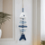 Indoor Outdoor Garden New England USA American Mediterranean pastel Colored Nautical Theme Decorative Wooden Fish Bones Wall Hanging White Blue Ocean Style Theme Party Fish Walls Decor in multi blue with white